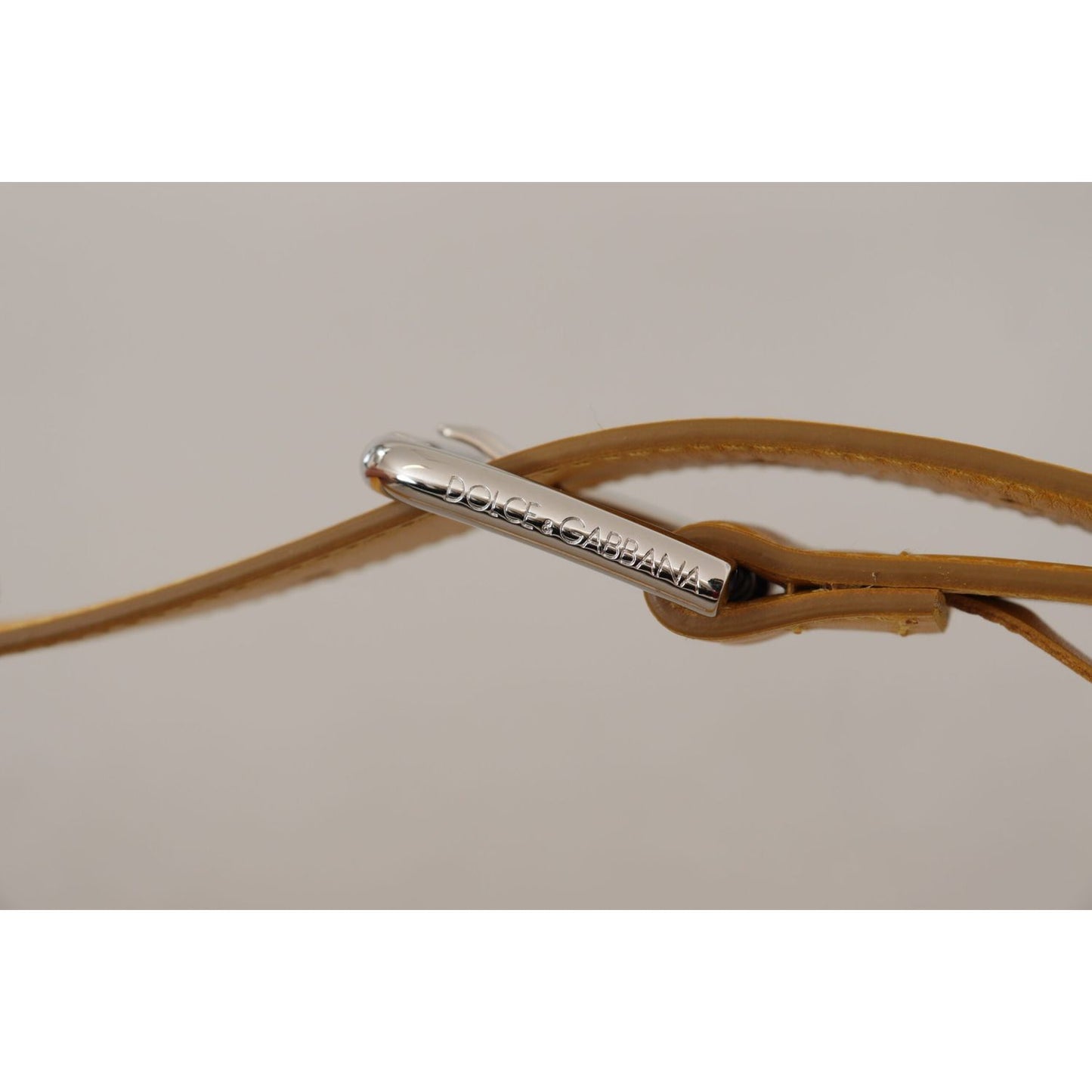 Dolce & Gabbana Yellow Leather Silver Tone Logo Metal Buckle Belt BEL8442 - 60