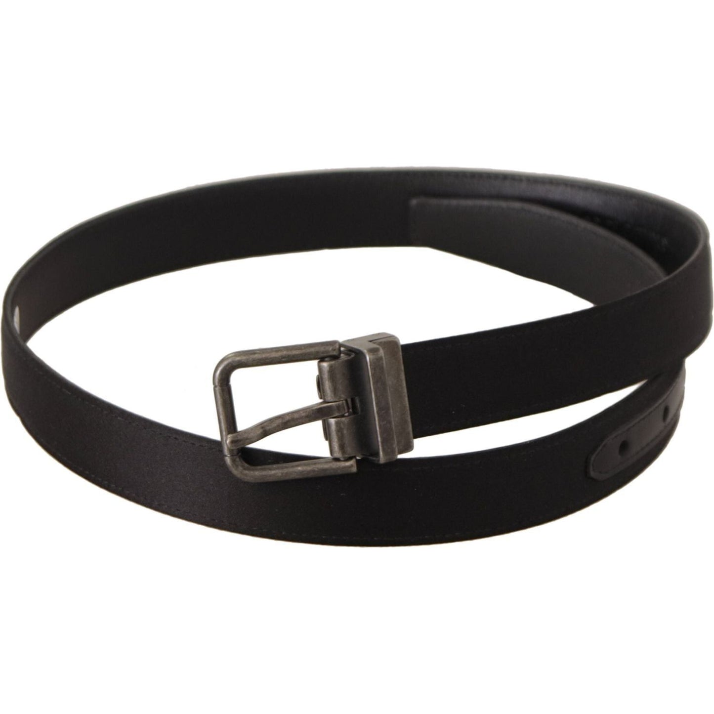 Dolce & Gabbana Black Calfskin Leather Vintage Metal Buckle Belt