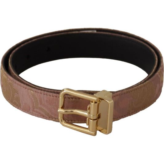 Dolce & Gabbana Rose Gold Leather Logo Engraved Metal Buckle Belt WMB109 - 75
