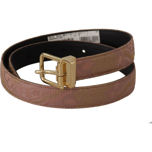Dolce & Gabbana Rose Gold Leather Logo Engraved Metal Buckle Belt WMB109 - 75