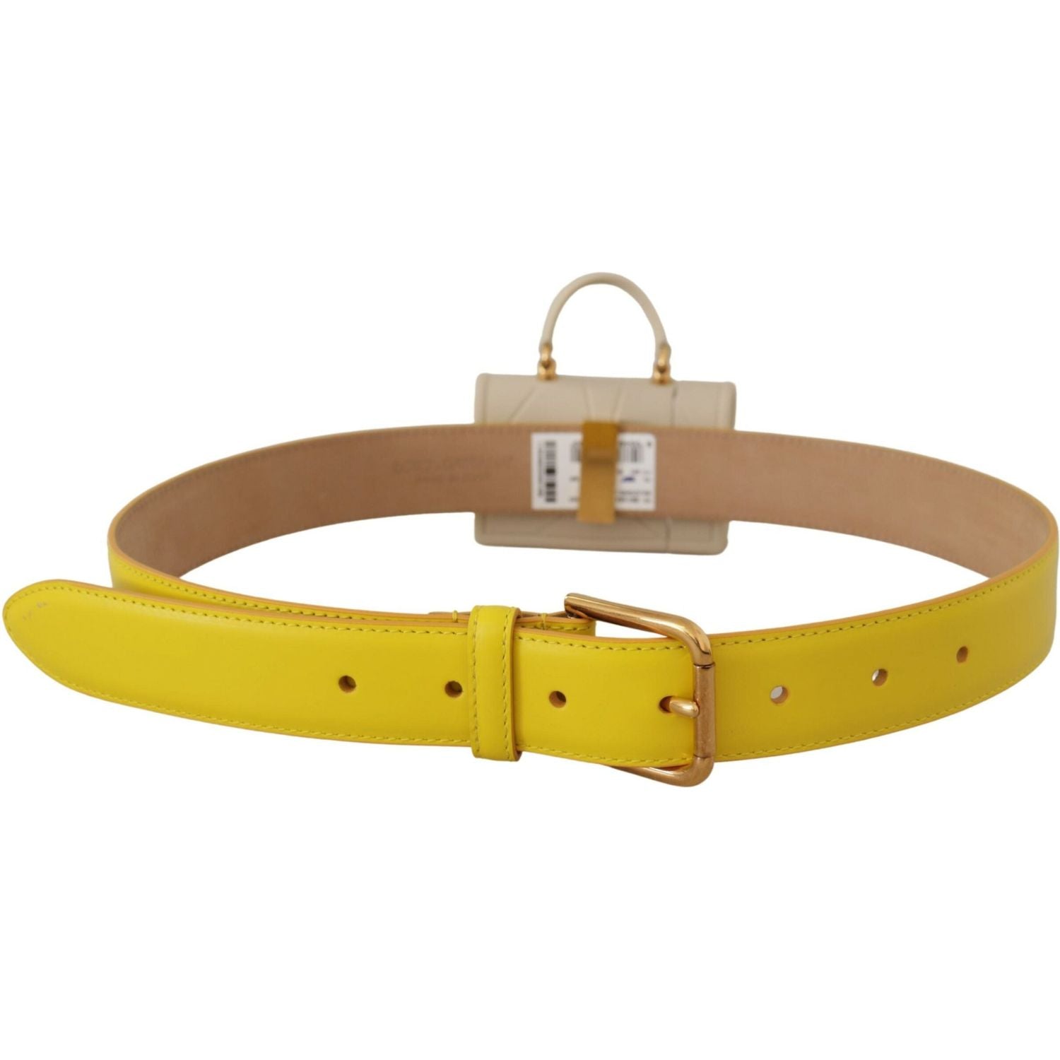 Dolce & Gabbana Yellow Leather Devotion Heart Micro Bag Headphones Belt
