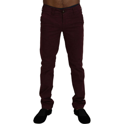 CYCLE Maroon Cotton Stretch Skinny Casual Men Pants