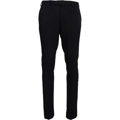 Domenico Tagliente Black Polyester Tapered Dress Pants