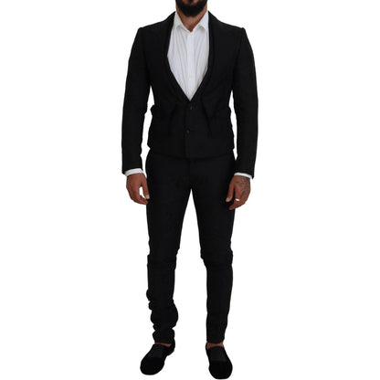 Dolce & Gabbana Black Polyester Men 2 Piece MARTINI Suit