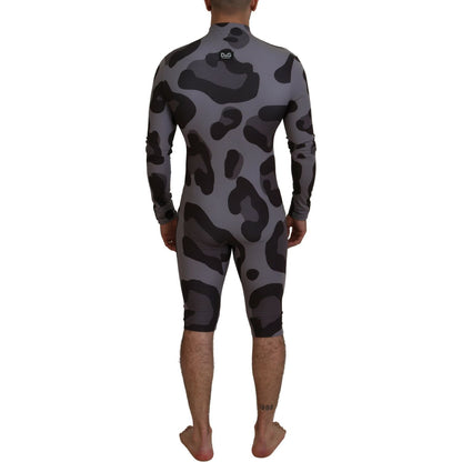 Dolce & Gabbana Gray Patterned Polyester Wetsuit Swimwear