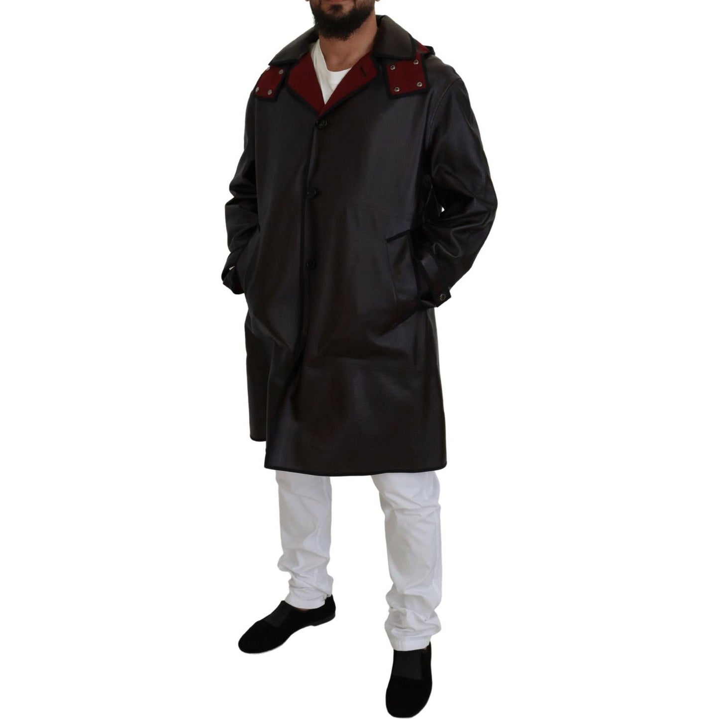 Dolce & Gabbana Black Trench Hooded Parka Cotton Jacket