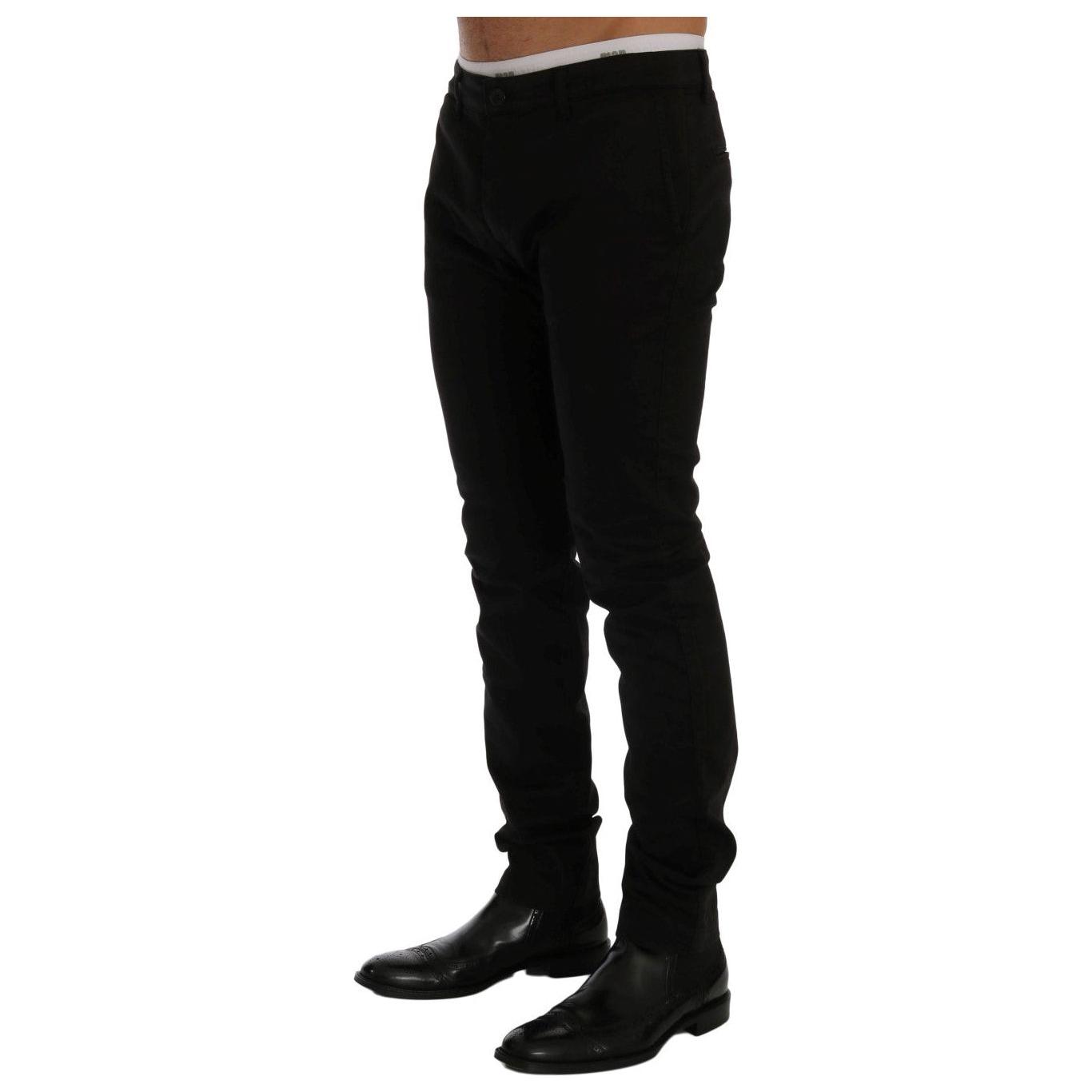 GF Ferre Black Cotton Stretch Chinos Pants Jeans & Pants