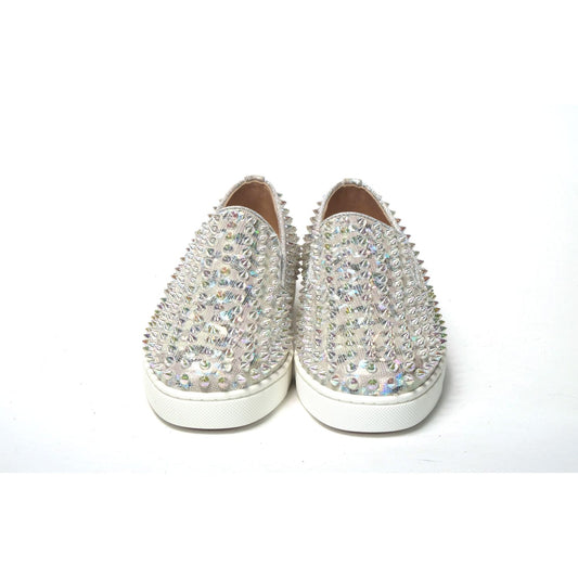 Christian Louboutin White Ab/Clear Ab Roller Boat Woman Flat Sneaker CL059-35.5-FBB-162