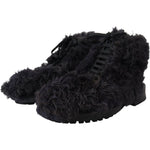 Dolce & Gabbana Black Leather Combat Shearling Boots Shoes MV4924- 42