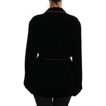 Dolce & Gabbana Black Button Belted Blazer Viscose Jacket