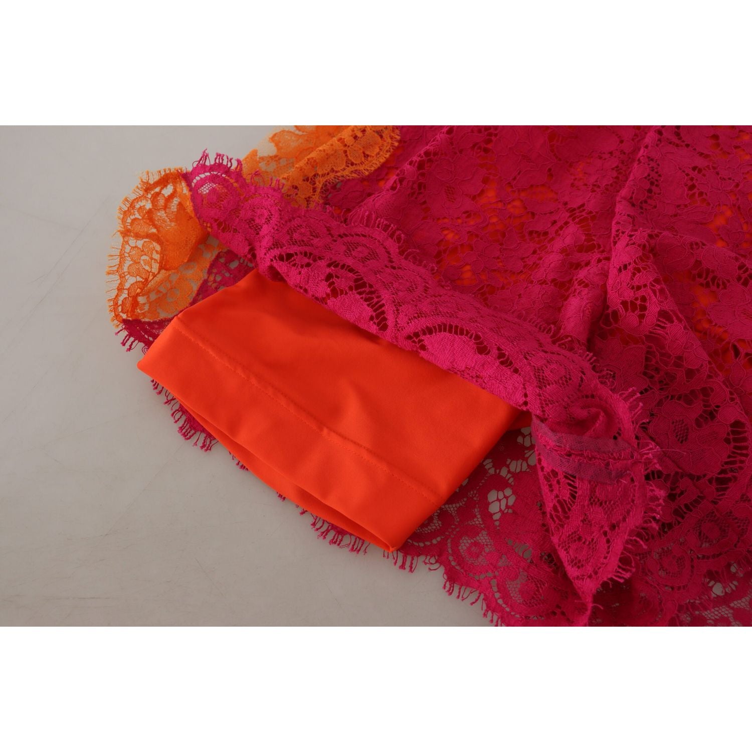 Dolce & Gabbana Pink Orange Lace Cotton High Waist Shorts