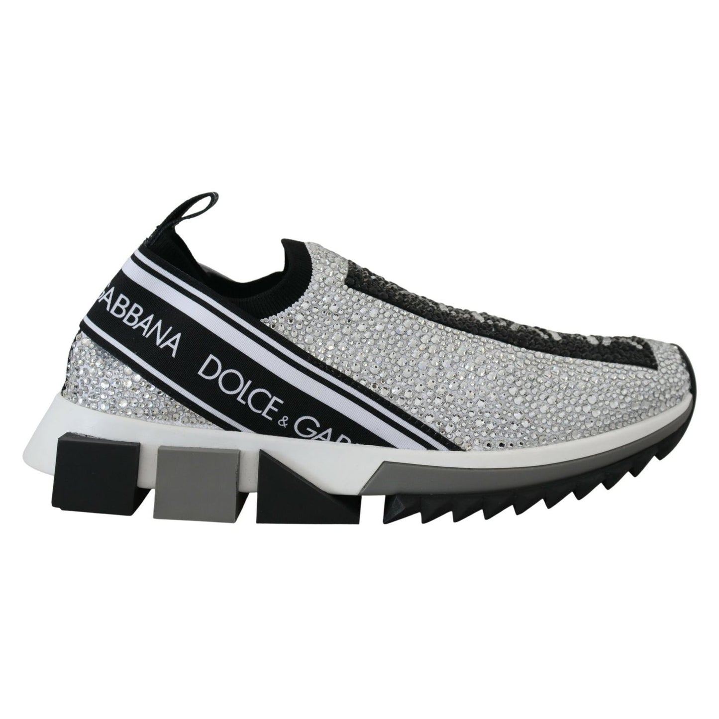 Dolce & Gabbana Silver Rhinestones Sorrento Sneakers Shoes