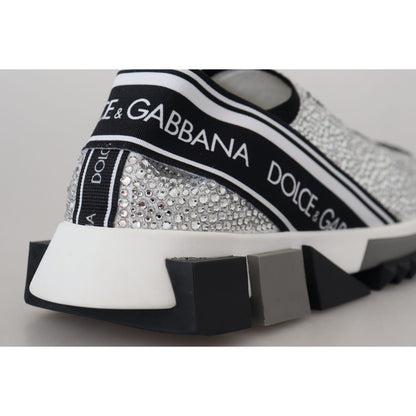 Dolce & Gabbana Silver Rhinestones Sorrento Sneakers Shoes