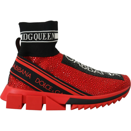 Dolce & Gabbana Red Bling Sorrento Sneakers Socks Shoes LA10189- 35