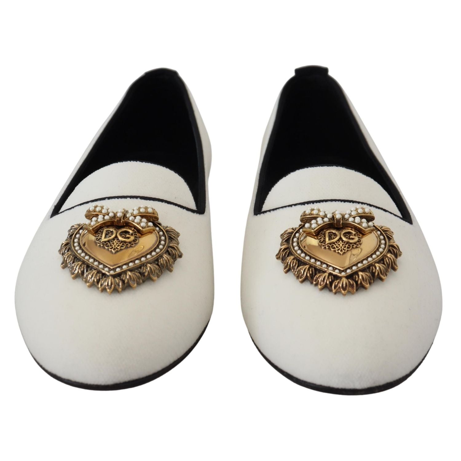 Dolce & Gabbana White Velvet Slip Ons Loafers Flats Shoes