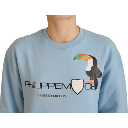 Philippe Model Light Blue Logo Printed Long Sleeves Sweater