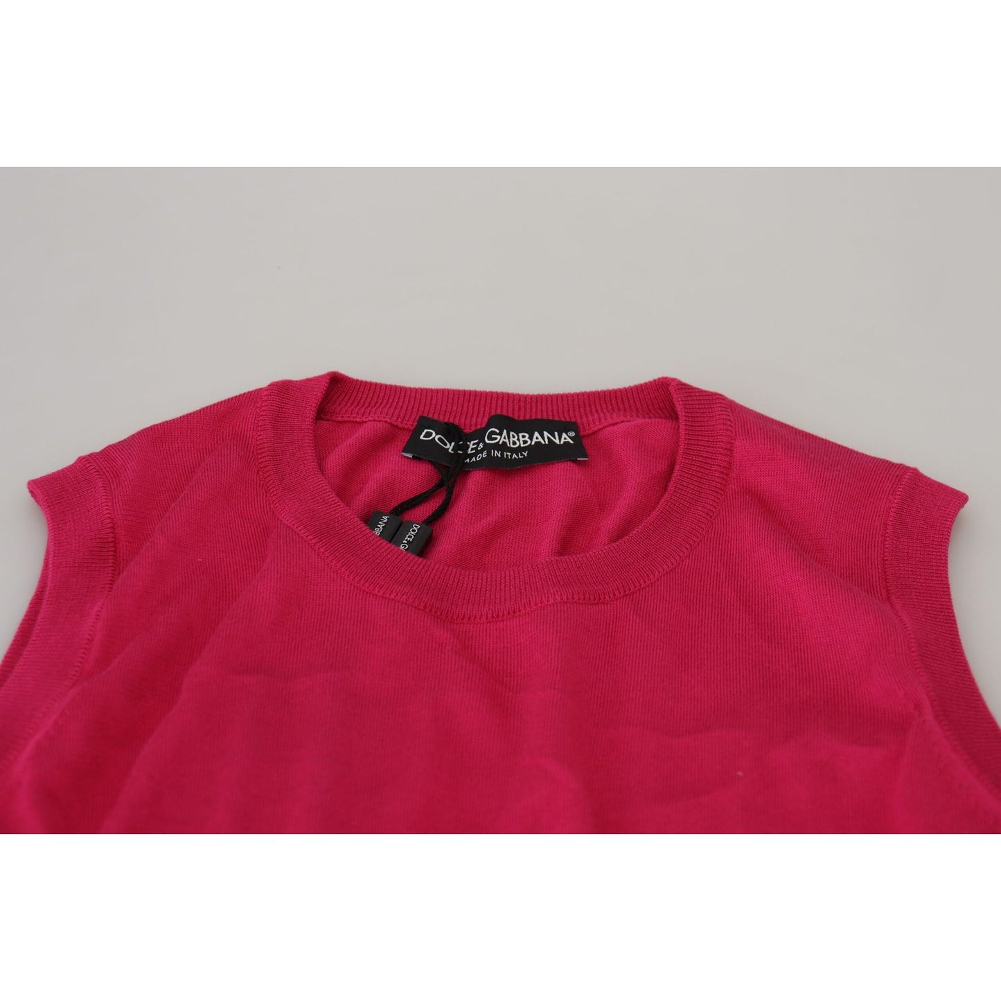 Dolce & Gabbana Pink Silk Vest Pullover Crewneck Tank Top