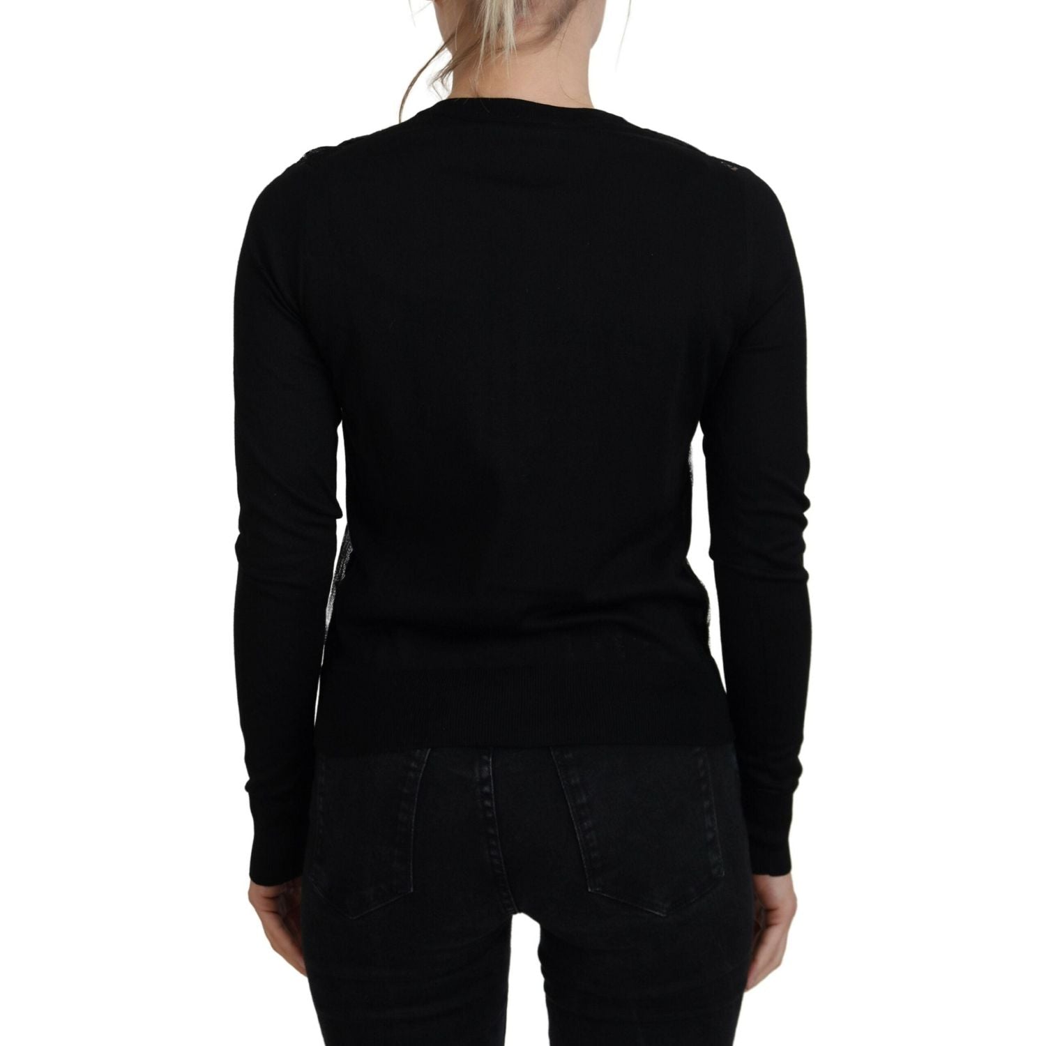 Dolce & Gabbana Black Floral Lace Button Cardigan Sweater