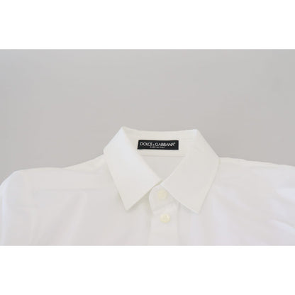 Dolce & Gabbana White Cotton Collared Long Sleeves Formal Top Dolce & Gabbana