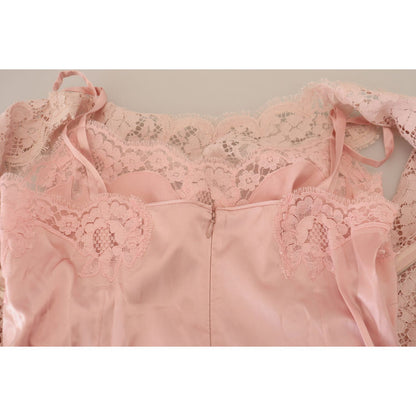 Dolce & Gabbana Pink Floral Lace Sleeveless Tank Blouse Top