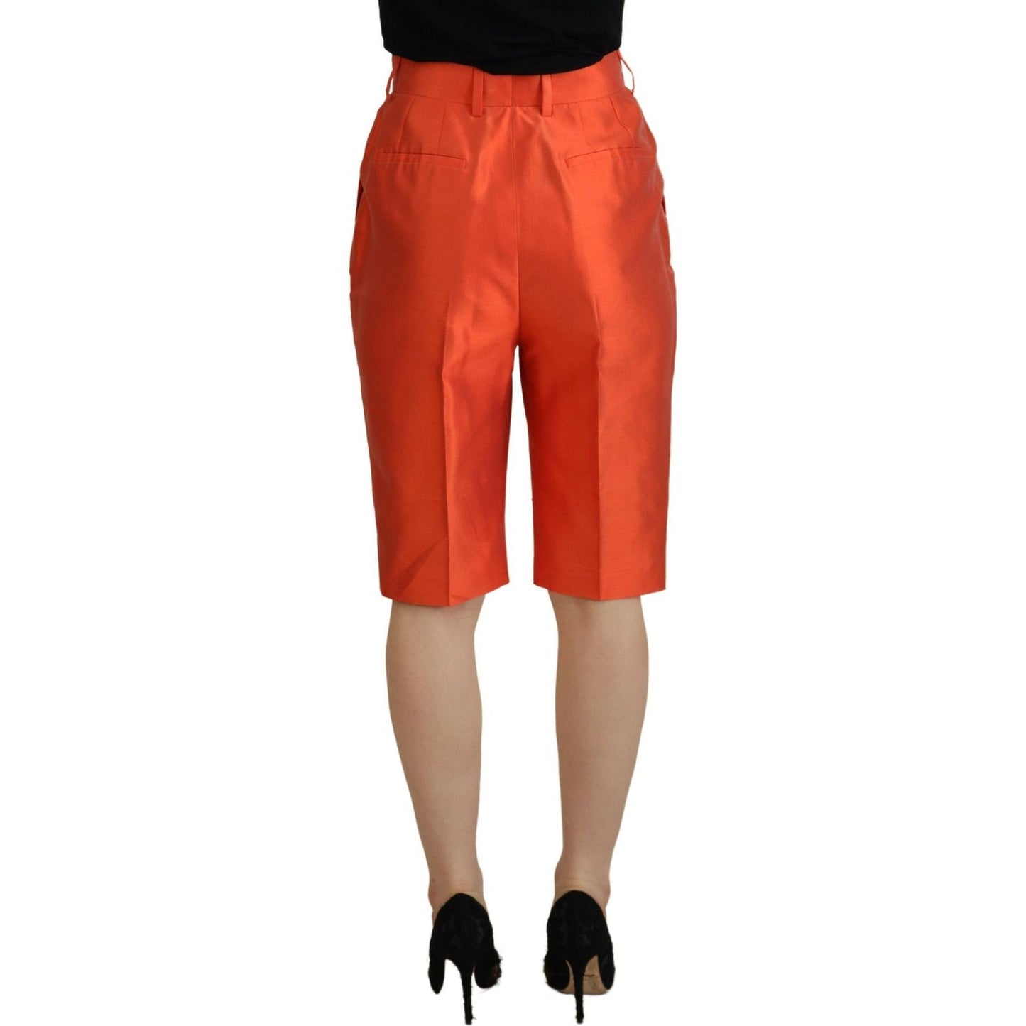 Dolce & Gabbana Orange Silk High Waist Cropped Pants PAN74170- 40