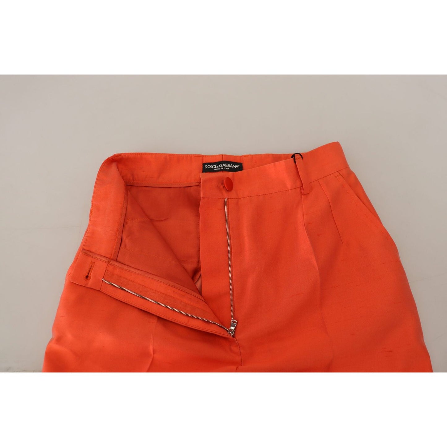 Dolce & Gabbana Orange Silk High Waist Cropped Pants PAN74170- 40