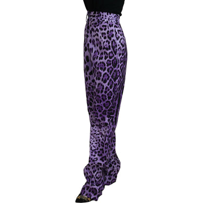 Dolce & Gabbana Purple Leopard Print High Waist Pants Dolce & Gabbana