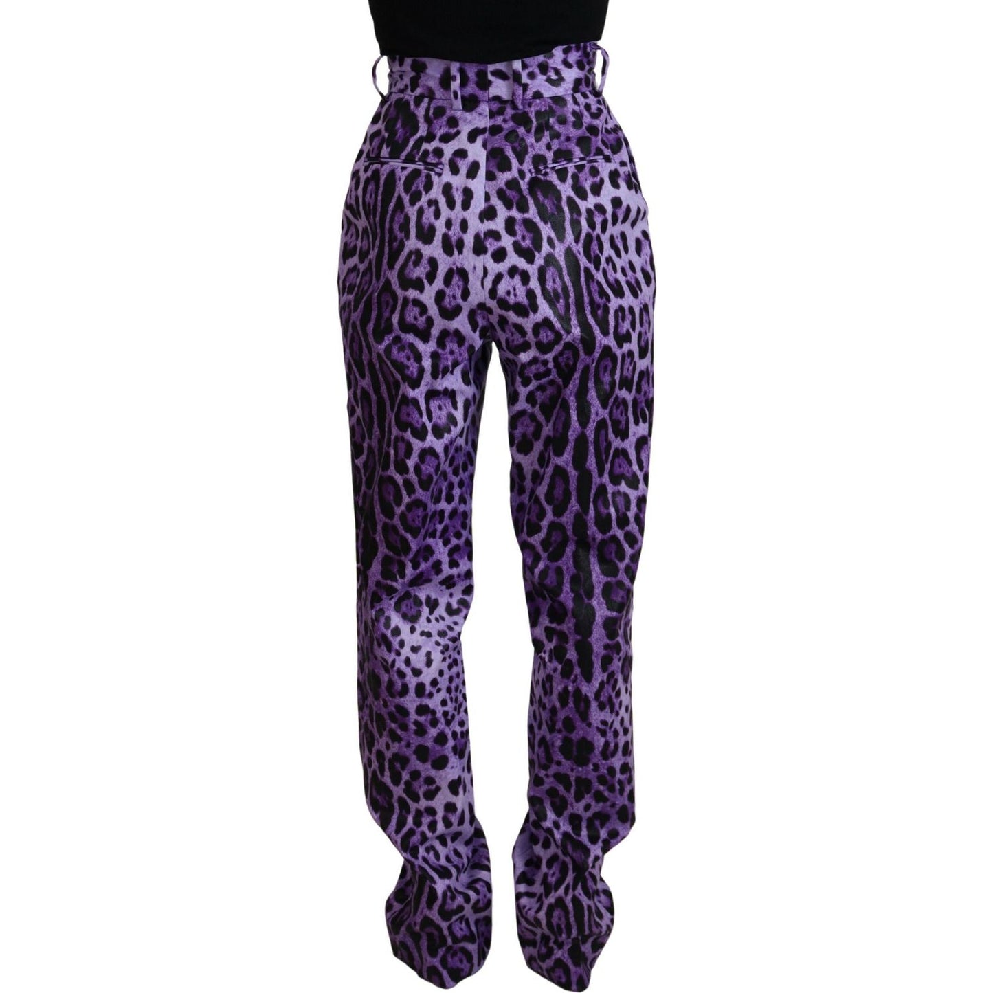 Dolce & Gabbana Purple Leopard Print High Waist Pants Dolce & Gabbana