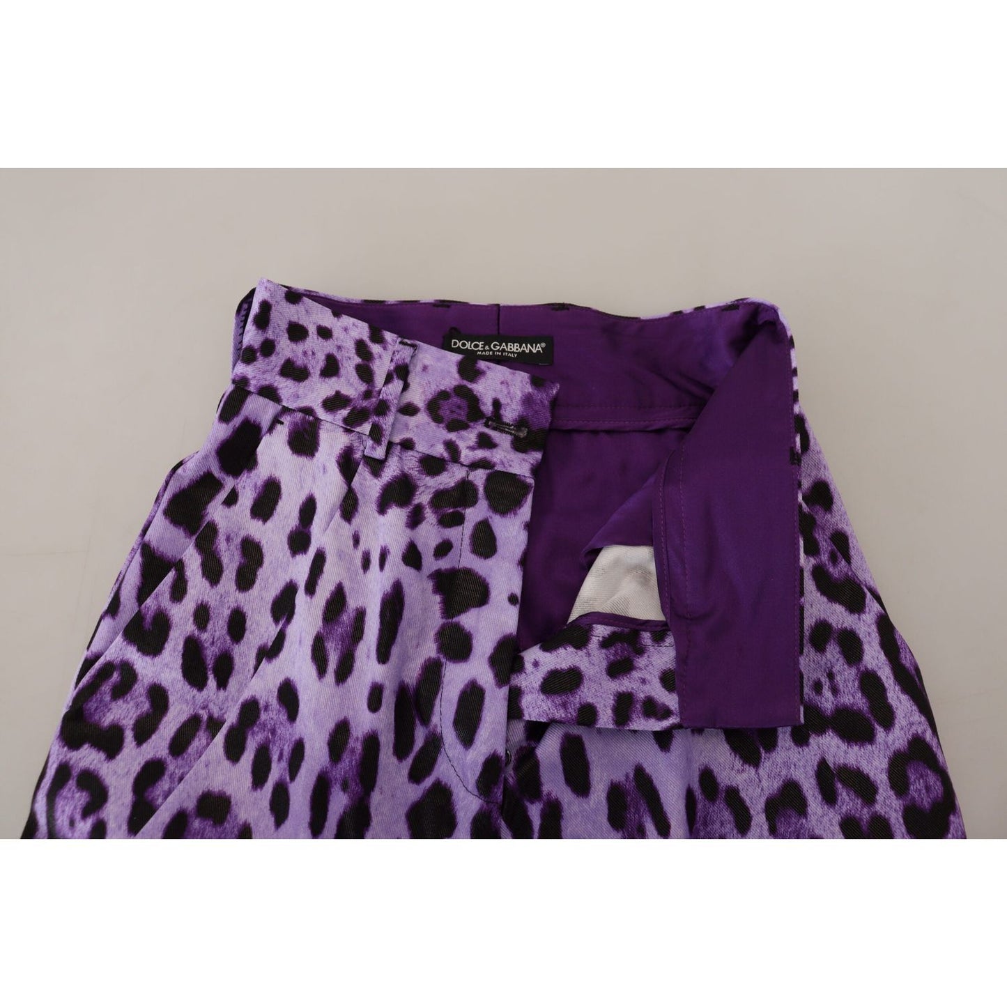 Dolce & Gabbana Purple Leopard Print High Waist Pants Dolce & Gabbana