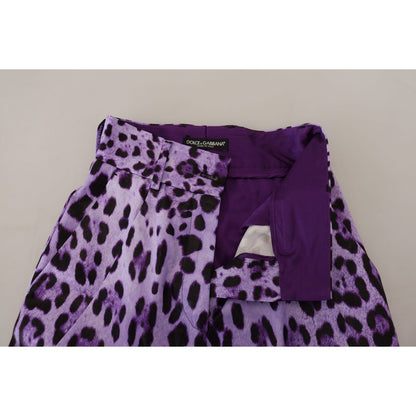 Dolce & Gabbana Purple Leopard Print High Waist Pants Dolce & Gabbana