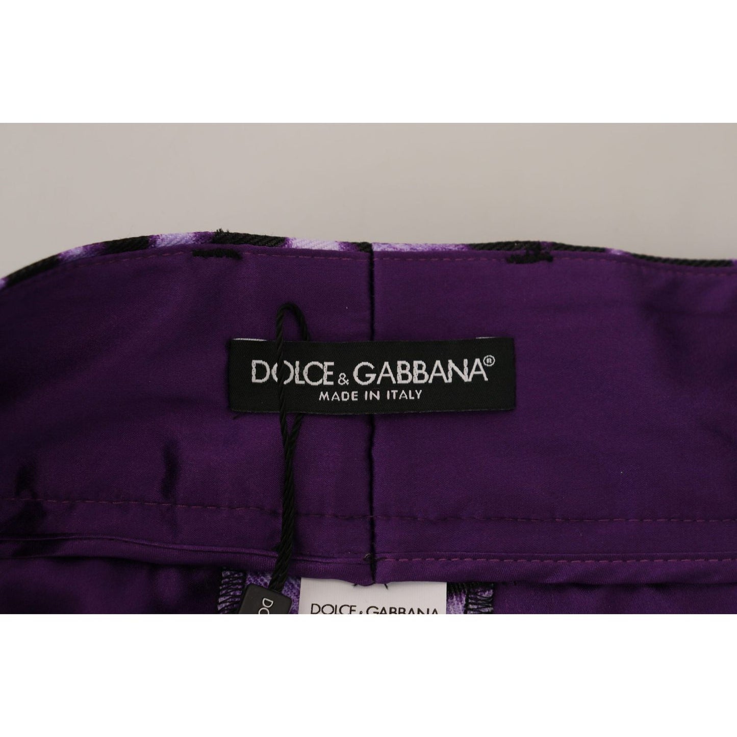 Dolce & Gabbana Purple Leopard Print High Waist Pants Dolce & Gabbana
