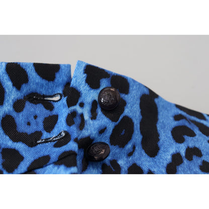 Dolce & Gabbana Blue Leopard Print High Waist Pants Dolce & Gabbana