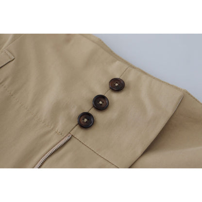 Dolce & Gabbana Brown Cotton High Waist Tapered Pants