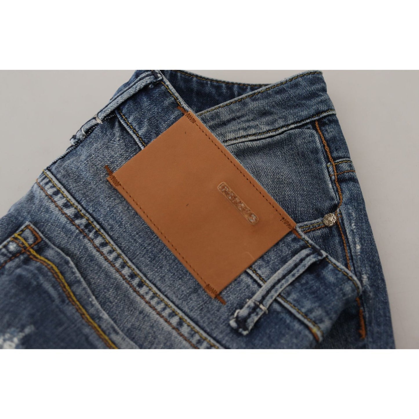Acht Blue Washed Cotton Low Waist Women Casual Jeans PAN74069- 26