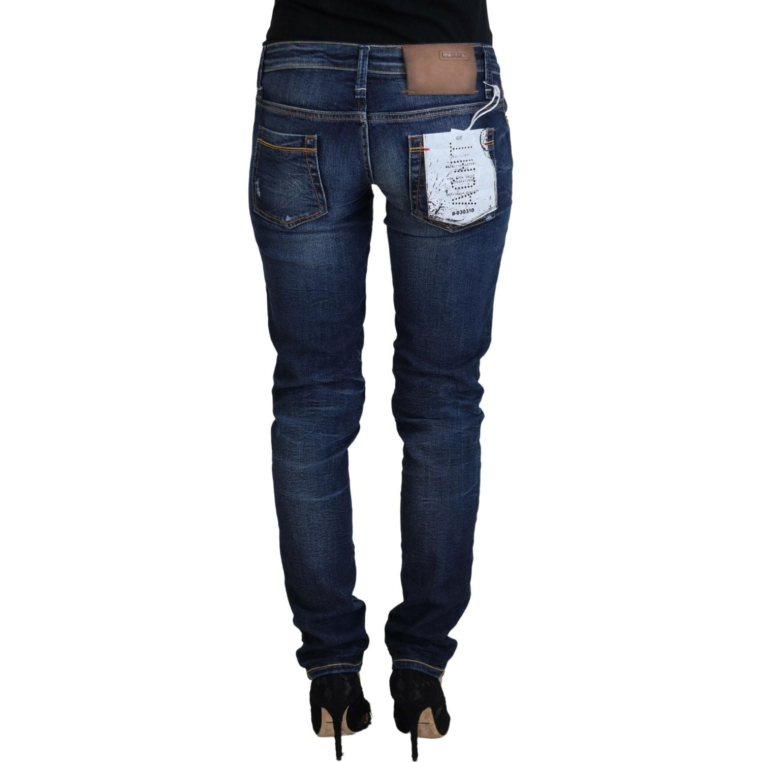 Acht Blue Washed Cotton Low Waist Women Casual  Jeans