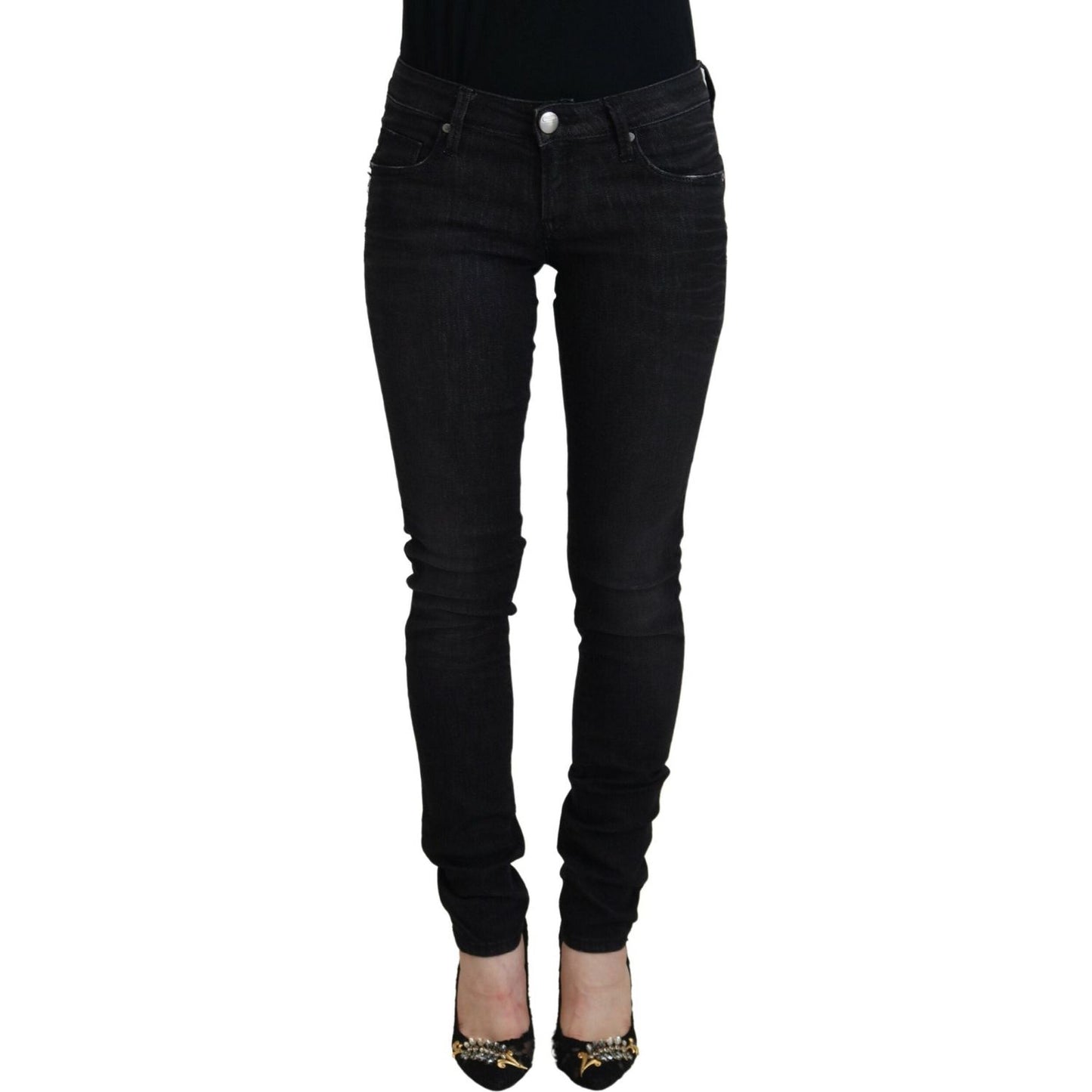 Acht Black Cotton Slim Fit Women Casual Denim Jeans