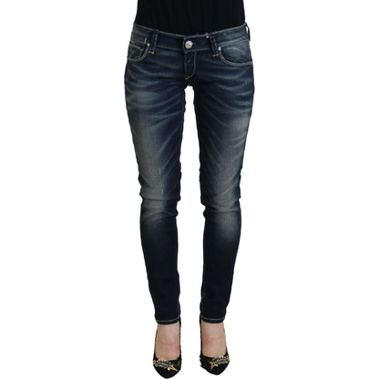 Acht Blue Washed Cotton Slim Fit Women Denim Jeans
