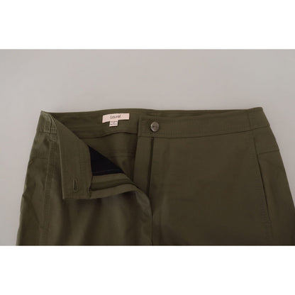 LAUREL Green Cotton High Waist Women Tapered Pants