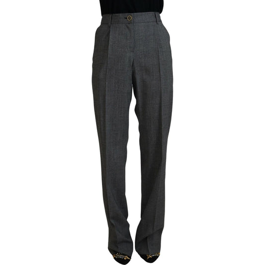 Dolce & Gabbana Gray High Waist Women Wool Pants PAN74210-40
