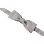 Dolce & Gabbana Gray Silk Adjustable Men Neck Papillon Bow Tie FT3774