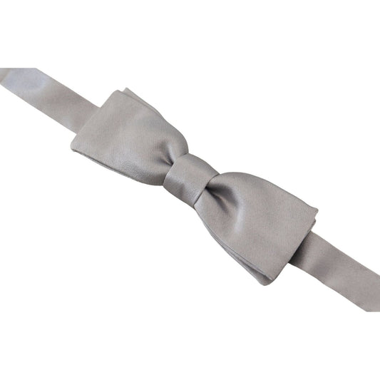 Dolce & Gabbana Gray Silk Adjustable Men Neck Papillon Bow Tie FT3774