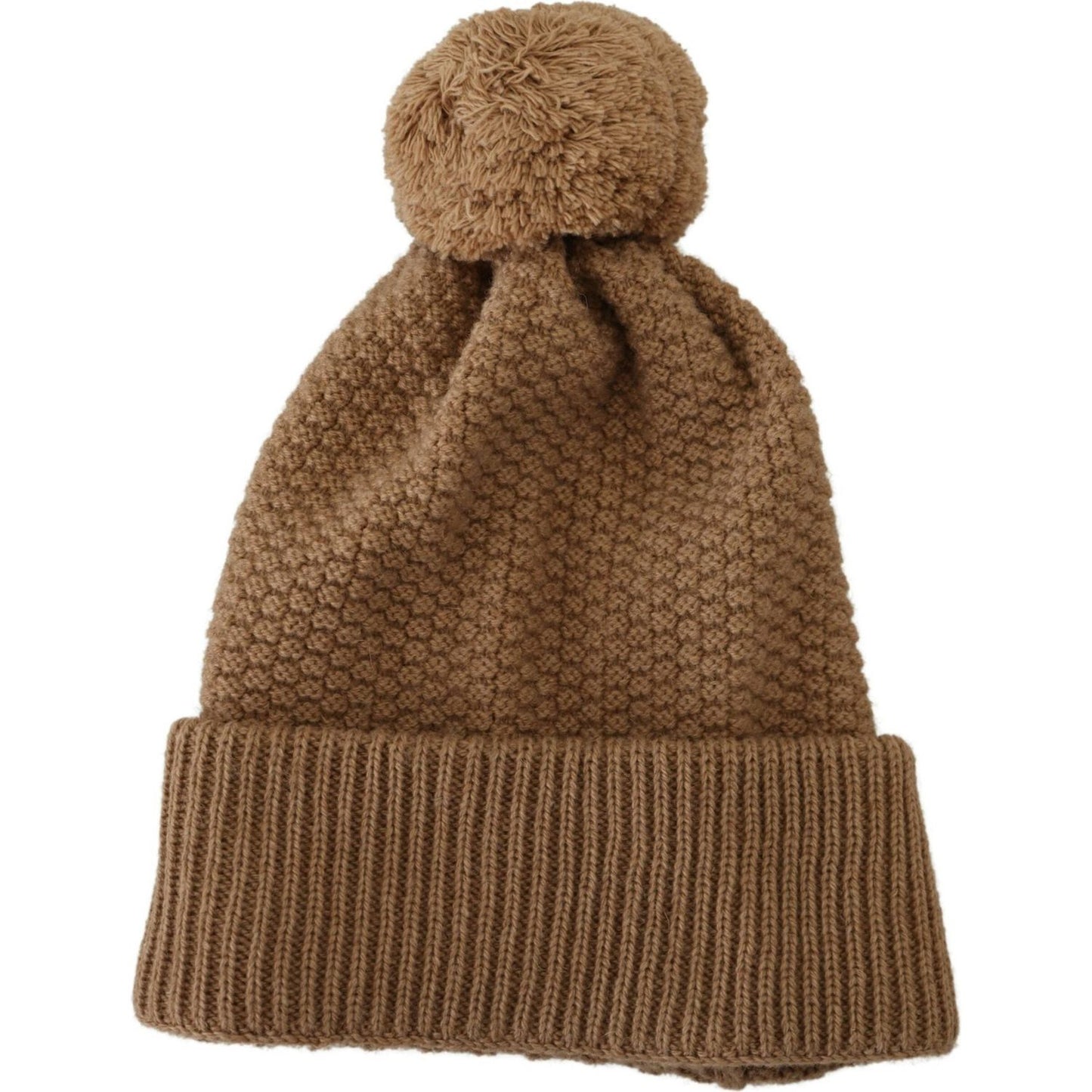 Dolce & Gabbana Brown Solid Knitted Fur Ball Winter Beanie Hat HAT9441