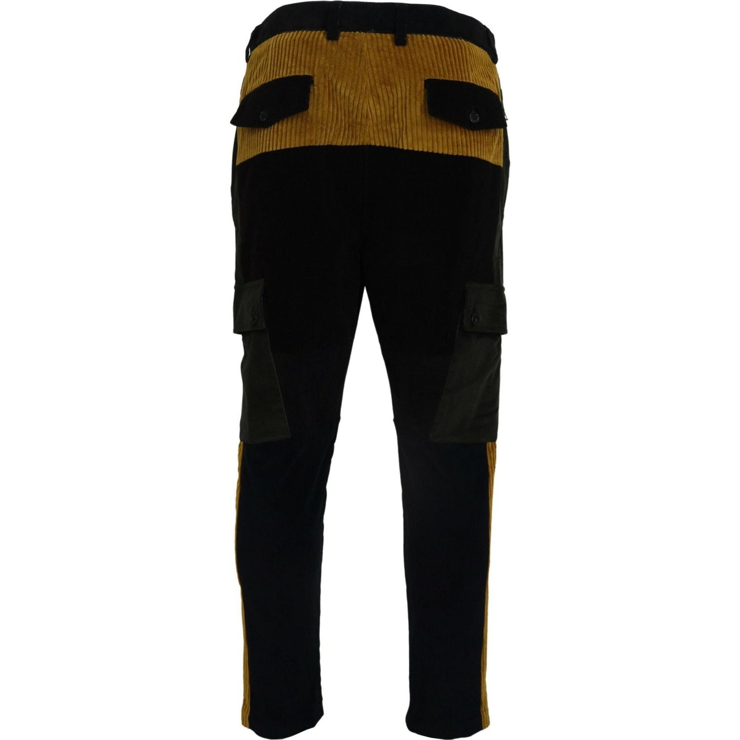 Dolce & Gabbana Black Yellow Cotton Men Pants