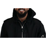 Dolce & Gabbana Black Nylon Hooded Full Zip Men Coat Jacket