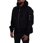 Dolce & Gabbana Black Nylon Hooded Full Zip Men Coat Jacket