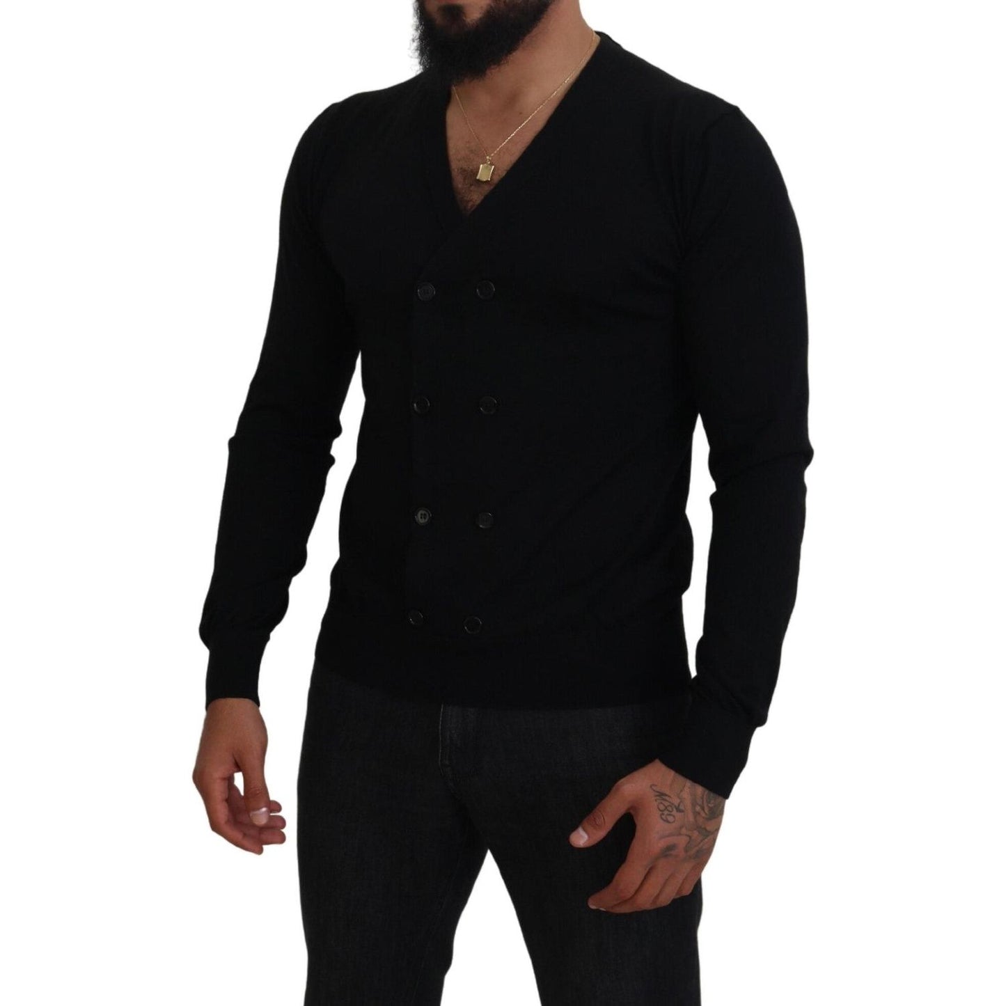Dolce & Gabbana Black Cashmere Button Down Cardigan Sweater Dolce & Gabbana