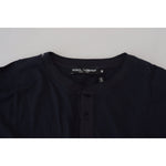 Dolce & Gabbana Blue Cotton Button Crewneck Pullover Sweater TSH84059-46