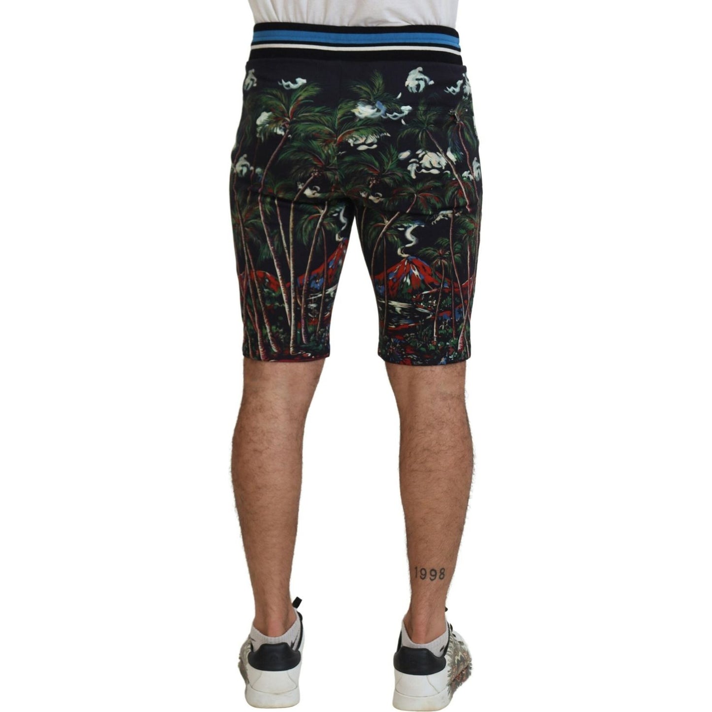 Dolce & Gabbana Black Cotton Volcano Print Casual Shorts Dolce & Gabbana