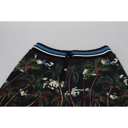Dolce & Gabbana Black Cotton Volcano Print Casual Shorts Dolce & Gabbana