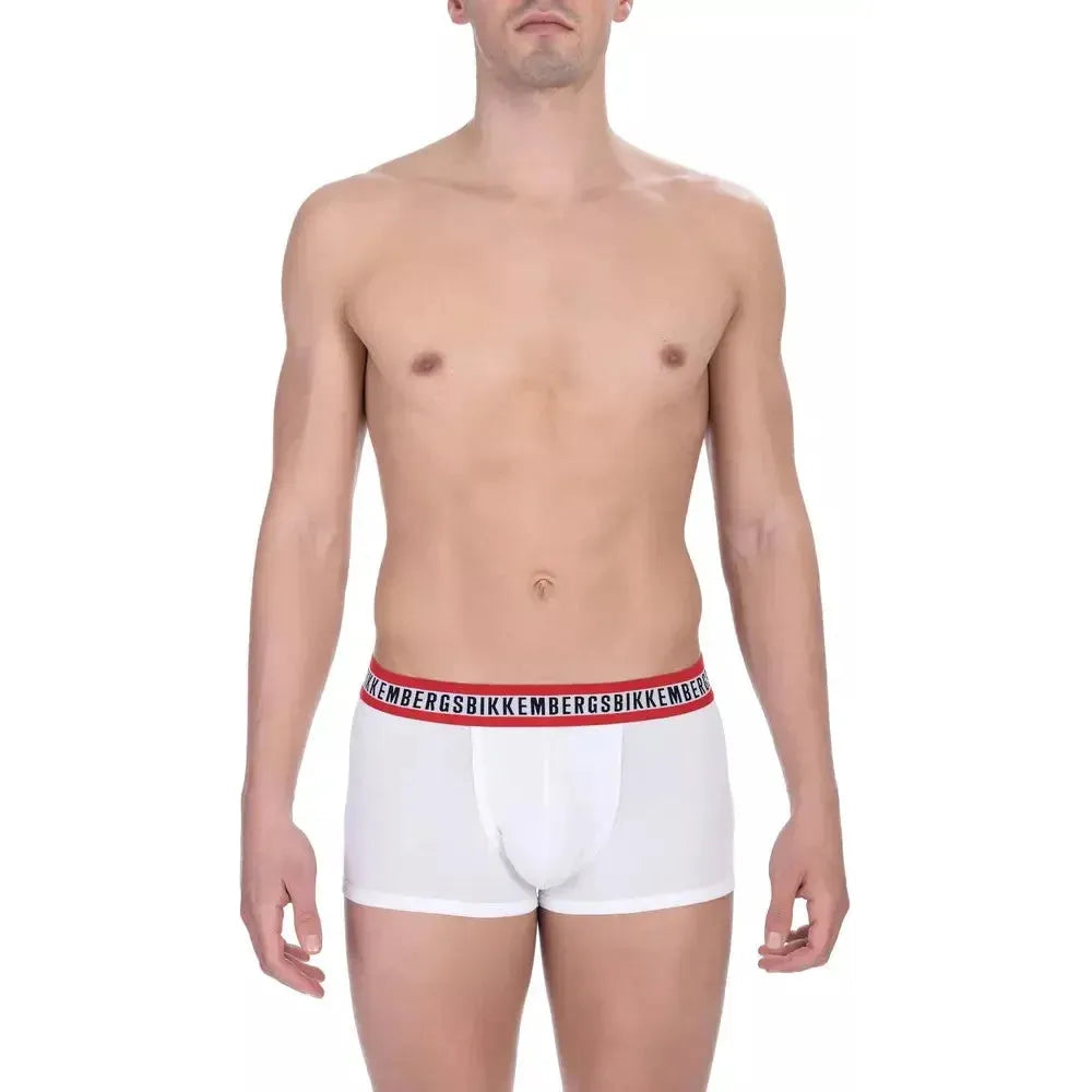 Bikkembergs White Cotton Men's Underwear Trunk Twin Pack